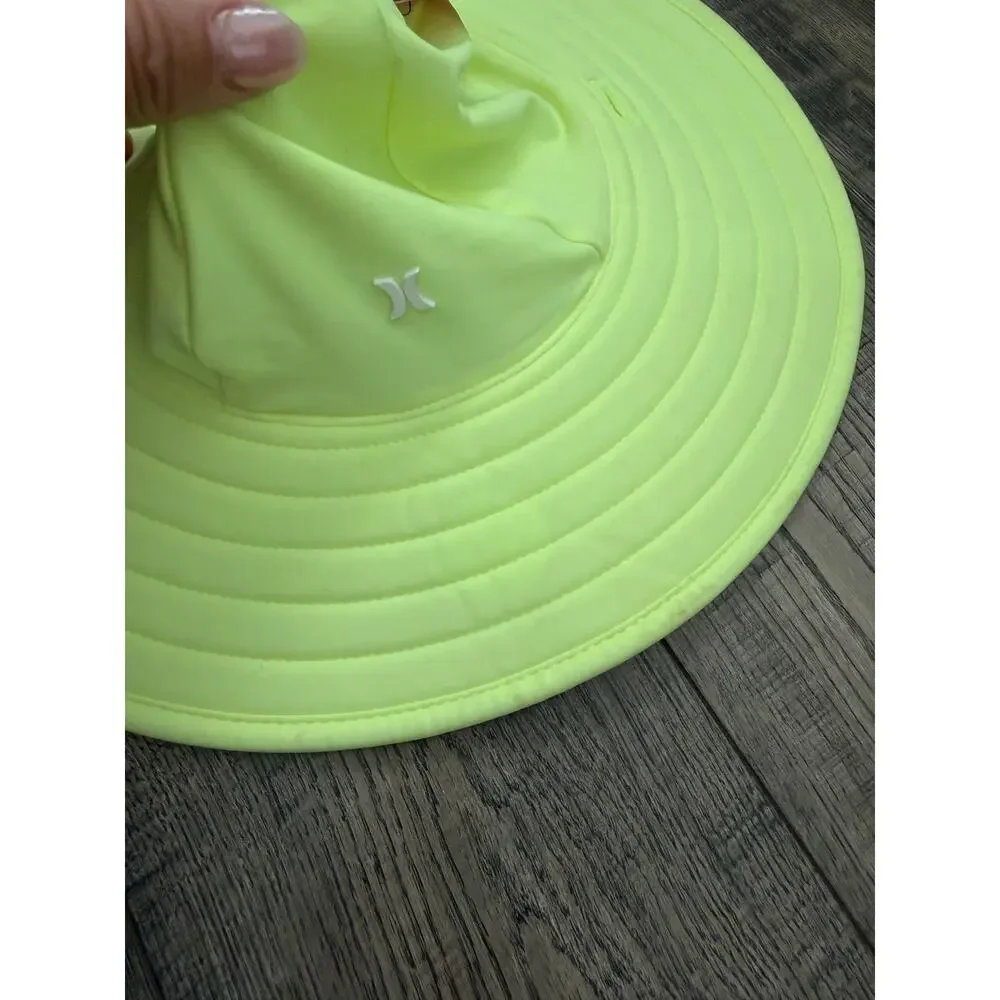 Hurley Toddler Sun Hat Neon Green Wide Brim Matte Stretch Nylon Tricot UPF 50+